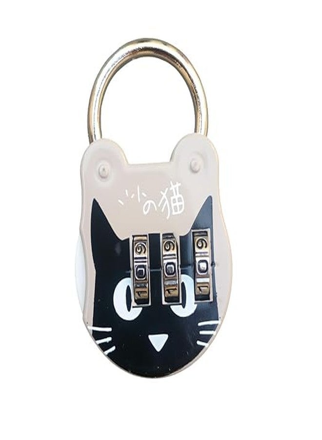 ZAEGO Cute Cat Combination Luggage Backpack Mini Lock for Locker,Travel Zipper Lock for Student, Dormitory, Briefcases,Computer Bags 3-Digit Code Password and Hasps, Padlocks. - Image 1