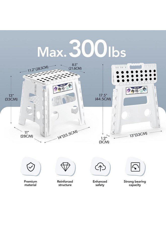 Delxo ديلكسو 13" كرسي خطوة قابل للطي للأطفال والبالغين، كراسي خطوة قابلة للطي غير قابلة للانزلاق مع مقبض، كرسي قابل للطي من البلاستيك للحمام، غرفة النوم، المطبخ، يتحمل حتى 300 رطل أبيض - Image 2