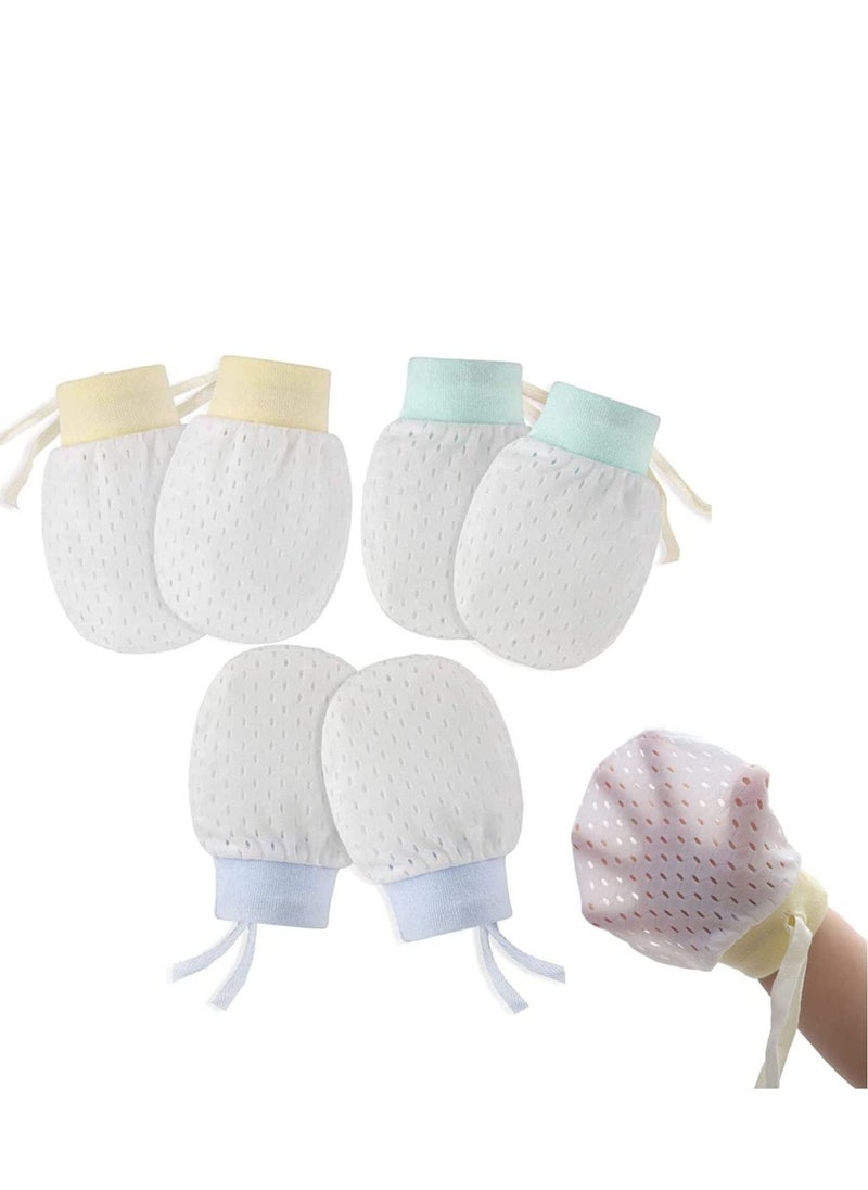 Captaintech Baby Anti Scratch Mittens for Newborn Boys Girls, Elasticity Adjustable Breathable Meshes No Scratching Gloves Mitts Mits, Suit 0-12 Months Boy And Girl 3 Pairs  - Image 1
