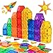Gemmicc Magnetic Tiles Magnet Toys Building Blocks for Kids STEM Approved Educational Toys Magnet Puzzles Stacking Blocks for Boys Girls55 PCS Starter Set - Image 3