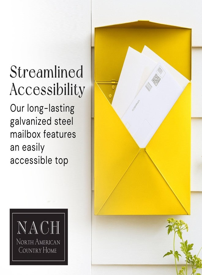 NACH Mailboxes for Outside Wall Mount, 12 x 12 x 4.8 inch Yellow Mail Boxes for House Outside, Waterproof Mailboxes for Outside - Chicago Style Mail Box - Image 4