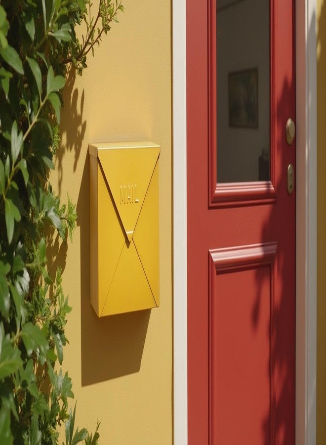 NACH Mailboxes for Outside Wall Mount, 12 x 12 x 4.8 inch Yellow Mail Boxes for House Outside, Waterproof Mailboxes for Outside - Chicago Style Mail Box - Image 2