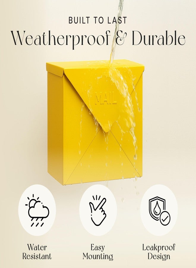 NACH Mailboxes for Outside Wall Mount, 12 x 12 x 4.8 inch Yellow Mail Boxes for House Outside, Waterproof Mailboxes for Outside - Chicago Style Mail Box - Image 5