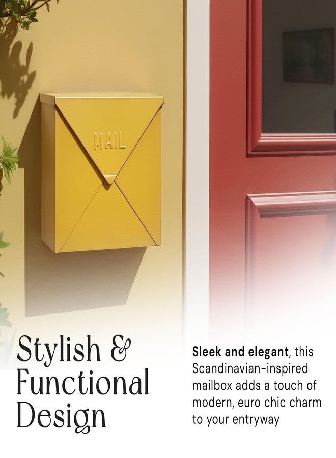 NACH Mailboxes for Outside Wall Mount, 12 x 12 x 4.8 inch Yellow Mail Boxes for House Outside, Waterproof Mailboxes for Outside - Chicago Style Mail Box - Image 3