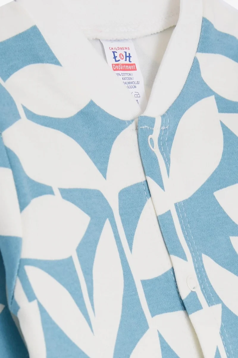 Breeze Baby Boy Jumpsuit Leaf Patterned 0-3 Months-6 Months, Blue