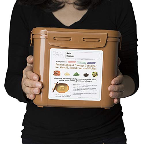 Crazy Korean Cooking Premium Kimchi, Sauerkraut Fermentation and Storage Container with Inner Vacuum Lid, Sandy Brown, 0.9 gallon (3.4 L) (0.9 Gal (3.4L) - 1 PACK) - Image 5
