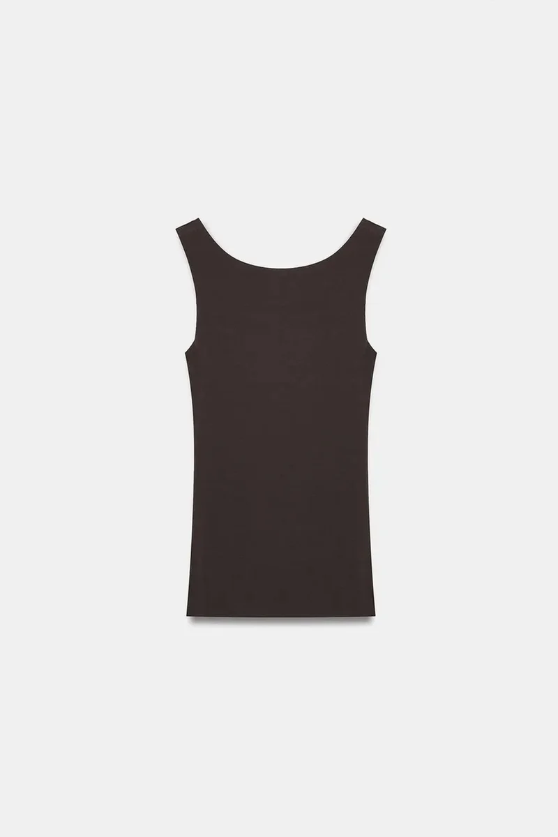 Dilvin Coffee Brown DILVIN Fitted Sleeveless Cotton-blend Cami Blouse for Women | Best Price UAE