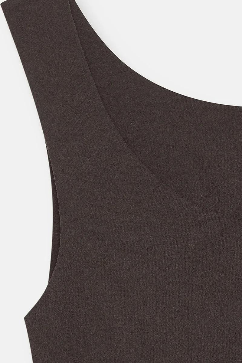 Dilvin Coffee Brown DILVIN Fitted Sleeveless Cotton-blend Cami Blouse for Women | Best Price UAE