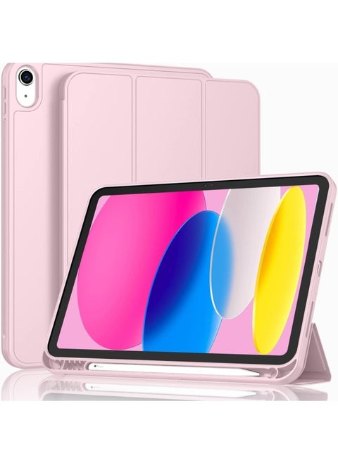 Suitable For IPad AIR13M 2025 Sheath 10.9-inch With Pen Container, Three-fold Smart Protective Cover-Color:Pink-Applicable Model:Ipad 11th Generation A16 (2025)