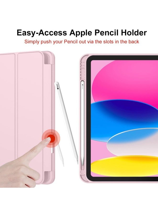 Suitable For IPad AIR13M 2025 Sheath 10.9-inch With Pen Container, Three-fold Smart Protective Cover-Color:Pink-Applicable Model:Ipad 11th Generation A16 (2025)
