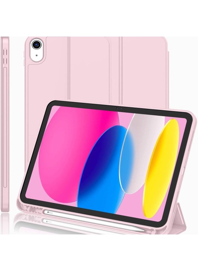 Suitable For IPad AIR13M 2025 Sheath 10.9-inch With Pen Container, Three-fold Smart Protective Cover-Color:Pink-Applicable Model:Ipad 11th Generation A16 (2025)