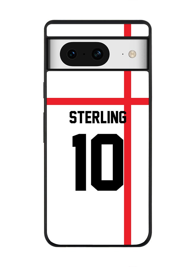 Stylizedd Rugged Black Edge case for Google Pixel 8, Custom Slim fit Flexible Anti Drop Thin Phone Case Cover - Football Team - England, Player Name - Sterling - Image 1