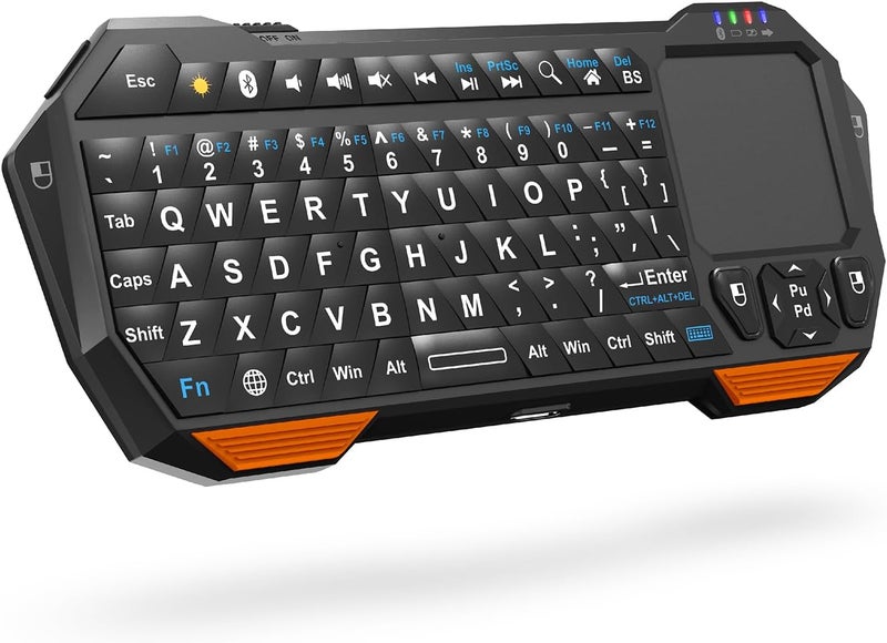 Fosmon Mini Bluetooth Keyboard (QWERTY Keypad), Wireless Portable with Touchpad, Compatible with Apple TV, Amazon Fire Stick, PS4, PS4 Pro, PS5, HTPC/IPTV, VR Glasses, Smartphones - Image 1