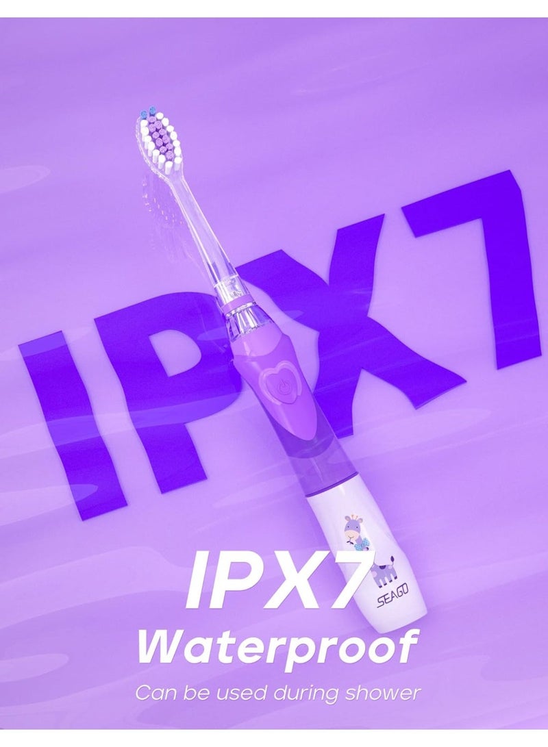 سيجو فرشاة أسنان كهربائية للأطفال من سيجو، مزودة بمؤقت تنظيف لمدة دقيقتين و4 رؤوس فرشاة بديلة، وإضاءة LED بألوان قوس قزح تجعل تنظيف الأسنان ممتعًا، فرشاة أسنان تعمل بالبطارية للأولاد من عمر 4 إلى 12 سنة، لون أخضر، موديل SG-977 - Image 3