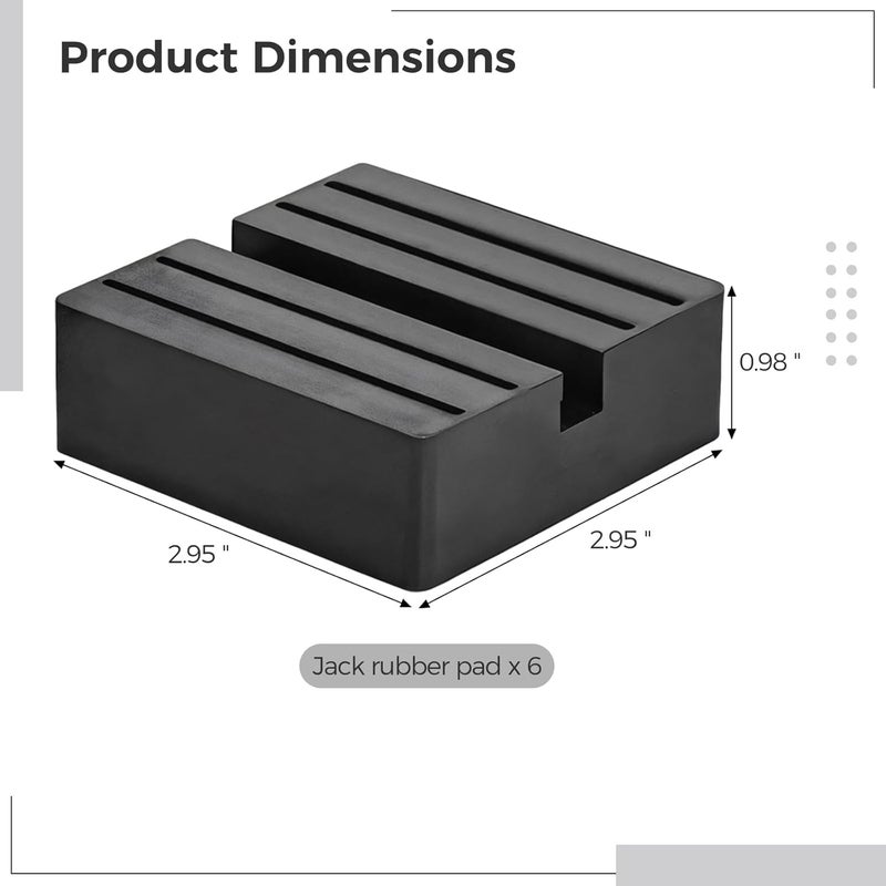 6-Pack Universal Floor Jack Rubber Pads, 2.95 X 2.95 X 0.98 Inch Slotted Anti-Slip Adapter For Car Lifting - Image 4