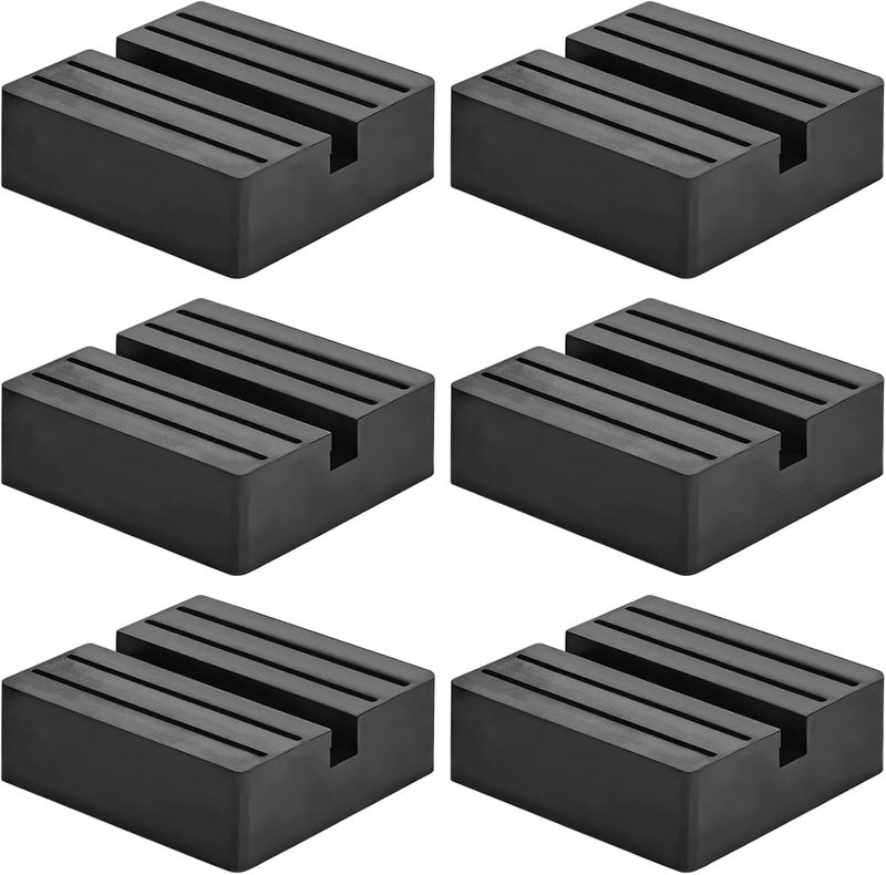 6-Pack Universal Floor Jack Rubber Pads, 2.95 X 2.95 X 0.98 Inch Slotted Anti-Slip Adapter For Car Lifting - Image 1
