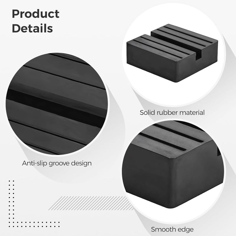 6-Pack Universal Floor Jack Rubber Pads, 2.95 X 2.95 X 0.98 Inch Slotted Anti-Slip Adapter For Car Lifting - Image 2