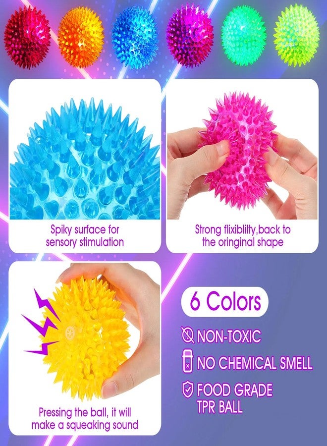 Liliful 16 Pcs Large Light up Bouncy Balls 3.4 Inch LED Rubber Ball Spiky Flashing Lights Holiday Toy Blinking Sensory Bouncy Flash Stress Ball for Adults, Pets, Party Favors, Christmas - Image 3