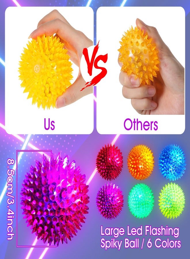Liliful 16 Pcs Large Light up Bouncy Balls 3.4 Inch LED Rubber Ball Spiky Flashing Lights Holiday Toy Blinking Sensory Bouncy Flash Stress Ball for Adults, Pets, Party Favors, Christmas - Image 2