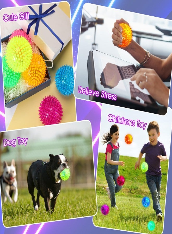 Liliful 16 Pcs Large Light up Bouncy Balls 3.4 Inch LED Rubber Ball Spiky Flashing Lights Holiday Toy Blinking Sensory Bouncy Flash Stress Ball for Adults, Pets, Party Favors, Christmas - Image 5