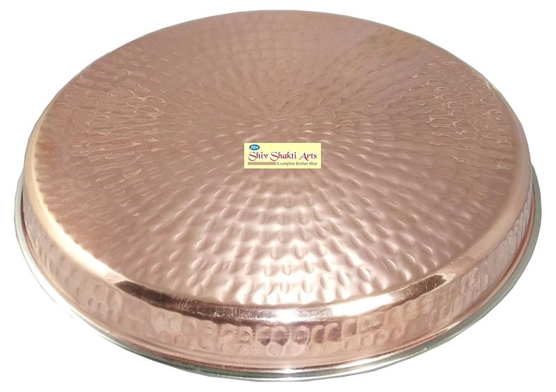 SHIV SHAKTI ARTS SHIV SHAKTI ARTS Handmade Set of 5 Steel Copper Thali Plate for Dinnerware Diameter12inch  - Image 2