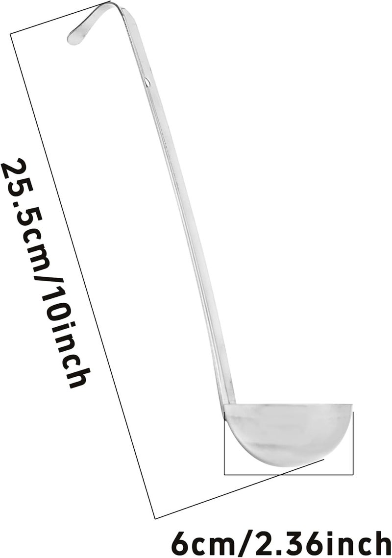 AUXBC 2Pcs 2oz Stainless Steel Soup Ladle, Long Handle Ladles with Pouring Rim for Cooking, Serving Soup, Sauce, Stew, Kitchen - Image 2