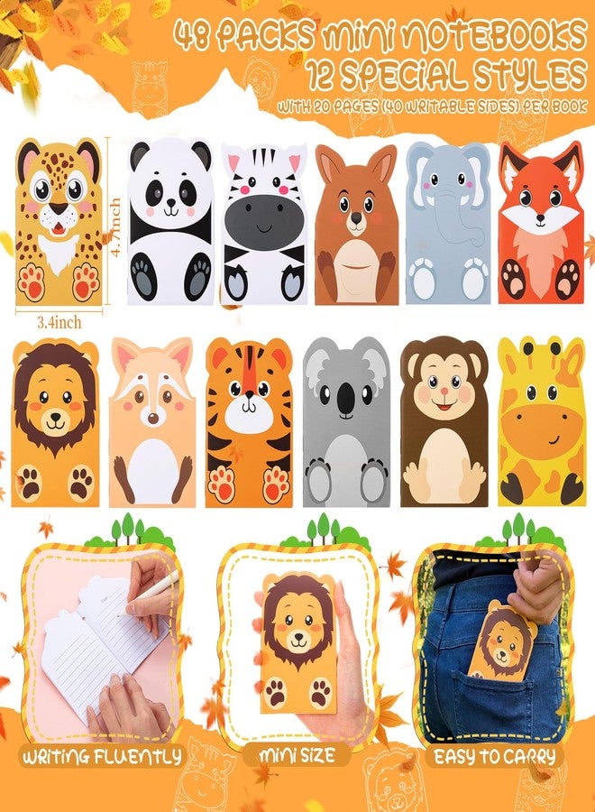 Maxdot 48 Pcs Jungle Animals Mini Notebooks Bulk Graduation Party Favors Gift Small Cute Pocket Notepads with 20 Sheets, Gifts for Birthday, Back to School Party Classroom Prizes Gift - Image 3