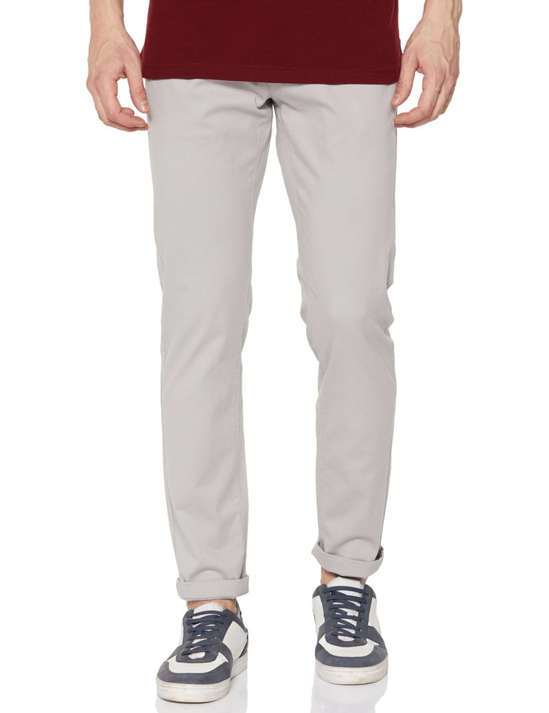 FYLTR Men's Straight Fit Stretch Cotton Khaki Trousers with Elasticated Waistband -Soft Handfeel (Chill Grey, 34) - Image 1