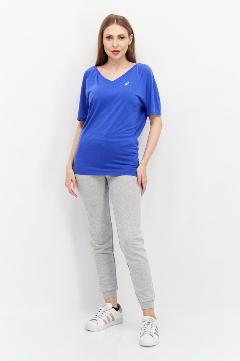 asics تي شيرت تدريب للنساء بشعار العلامة التجارية، أزرق - Image 2