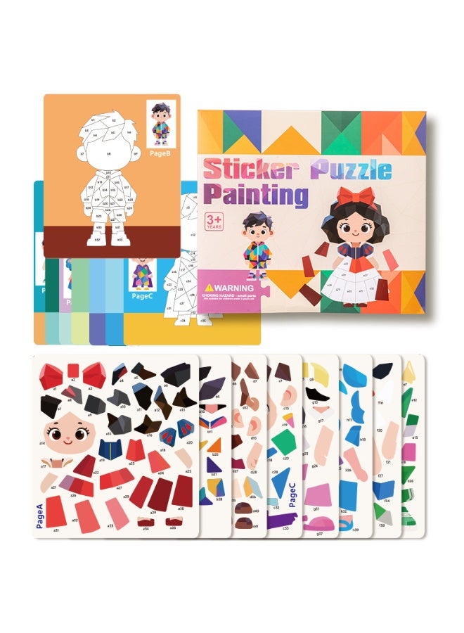 2-Pack Colorful Sticker Puzzle Busy Book for Kids, Sticker Paint Activity Set, Princess & Vehicles Theme, Quiet Educational Toy for Ages 3+ - Image 3