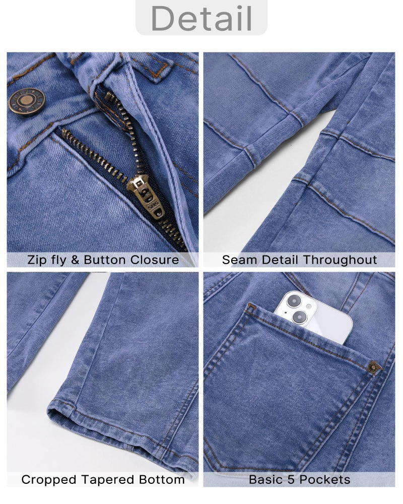 GRAPENT Barrel Jeans for Women Balloon Wide Leg Cropped Trendy Jeans Boyfriend High Waisted Jean Pants Casual Stretchy Summer Denim Trousers Color Medium Blue Medium Size 8 to 10 - Image 5