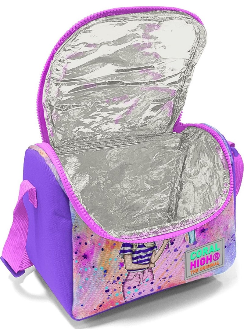 CORAL HIGH Kids Pink Purple Fashion Girl Patterned Thermo Lunch Box 11755  - Image 5