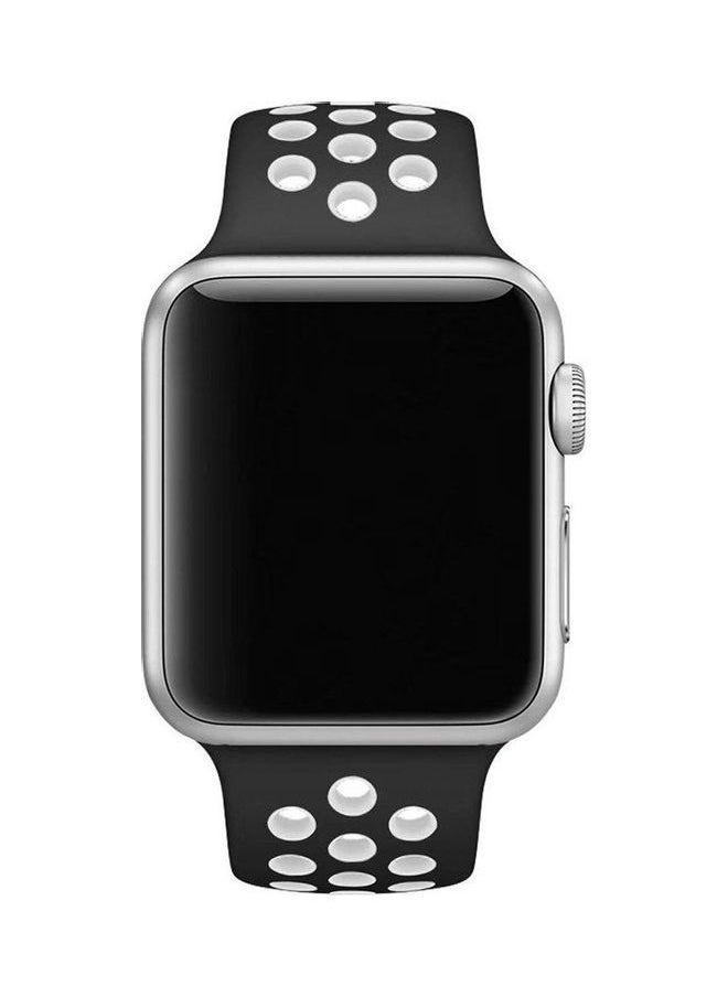NIBEMINENT - Soft Silicone Sport Strap For Apple Watch Black/ White - Image 1