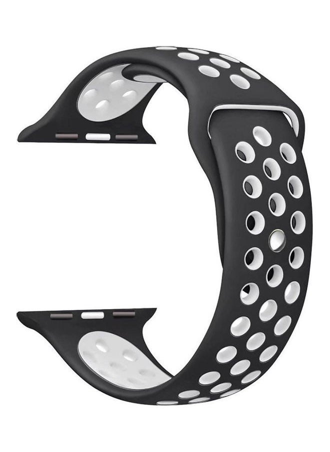 NIBEMINENT - Soft Silicone Sport Strap For Apple Watch Black/ White - Image 1