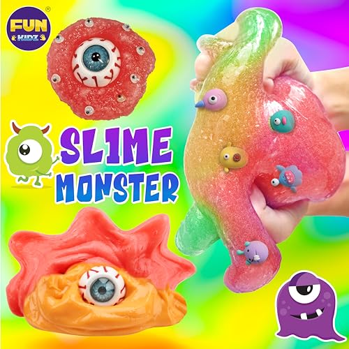 FUN KIDZ Halloween Toy Monster Slime Kit for Girls Ages 6-12, FunKidz Glow in Dark Slime Making Kit for Kids Make Soft Slime Balls with Photochromic Powder Kid Ideal Party Gifts - Image 2