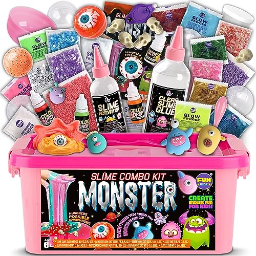 FUN KIDZ Halloween Toy Monster Slime Kit for Girls Ages 6-12, FunKidz Glow in Dark Slime Making Kit for Kids Make Soft Slime Balls with Photochromic Powder Kid Ideal Party Gifts - Image 1