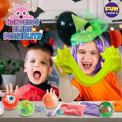 FUN KIDZ Halloween Toy Monster Slime Kit for Girls Ages 6-12, FunKidz Glow in Dark Slime Making Kit for Kids Make Soft Slime Balls with Photochromic Powder Kid Ideal Party Gifts - Image 5