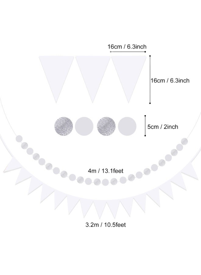 Mordely 20 Pcs White Decorative Pom Poms for Wedding Decoration Vintage Paper Lanterns Honeycomb Pom Poms - with Garland and Hanging Tissue Paper Sequins for Birthday Party - Image 3