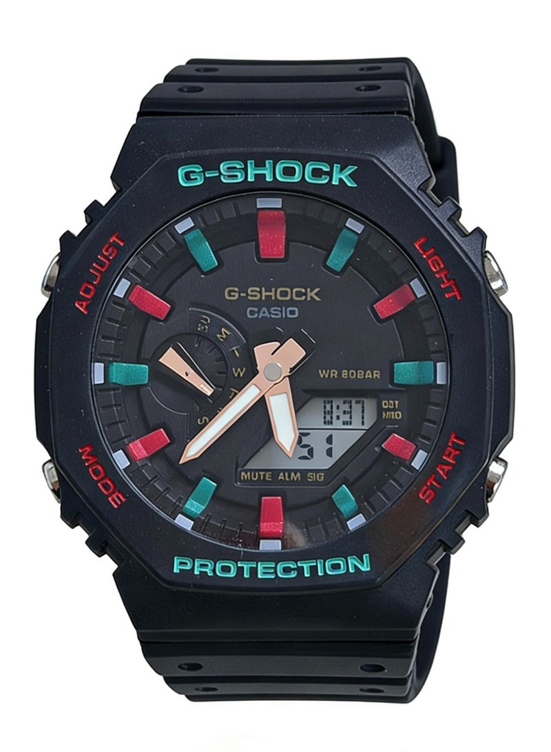 كاسيو كاسيو G-SHOCK سلسلة ألياف الكربون توقيت الزمن المزارع الثمانية الزاوية البلوط الكلاسيكية مؤشر مزدوج للماء الرياضة الحركة الكوارتز الساعة اليابانية الكورية الساعات للرجال صفحة سوداء - Image 1