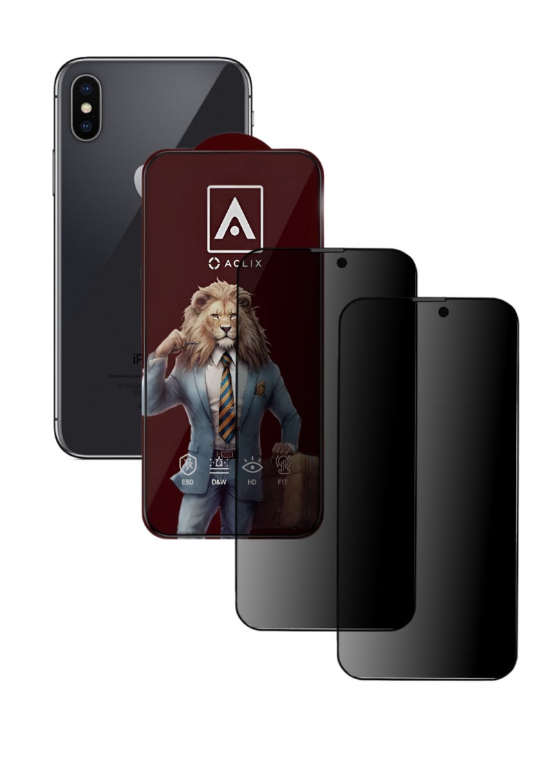 ACLIX 2 Pieces Antistatic ESD Dustproof Premium Quality High Definition Anti-Spy Privacy Tempered Glass Screen Protector Designed For  iPhone XS Max - Image 1