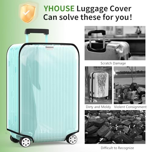 YHOUSE Suitcase Covers For Luggage, 30 Inch Clear PVC Luggage Covers Protector Full Thicken Transparent Waterproof Suitcase Sleeve With Large Velcro for 30" Wheeled Suitcases - Image 4