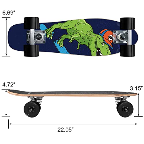 KO-ON Skateboard Complete Skateboards 22 Inch Mini Cruiser Skateboards for Beginners Kids Boys and Girls (Castor T-Rex) - Image 2