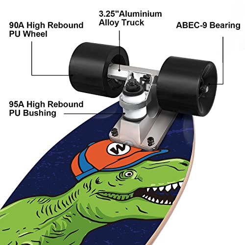 KO-ON Skateboard Complete Skateboards 22 Inch Mini Cruiser Skateboards for Beginners Kids Boys and Girls (Castor T-Rex) - Image 3