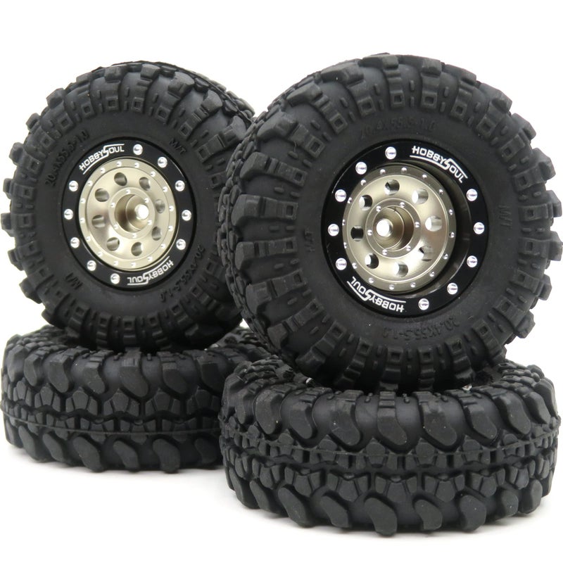 hobbysoul RC 124 Tires Heavy Adjustable Offset 10 beadlock Wheels 10 Wheels Rims and Tires for 124 RC Crawler Axial SCX244Pack Assembled - Image 2