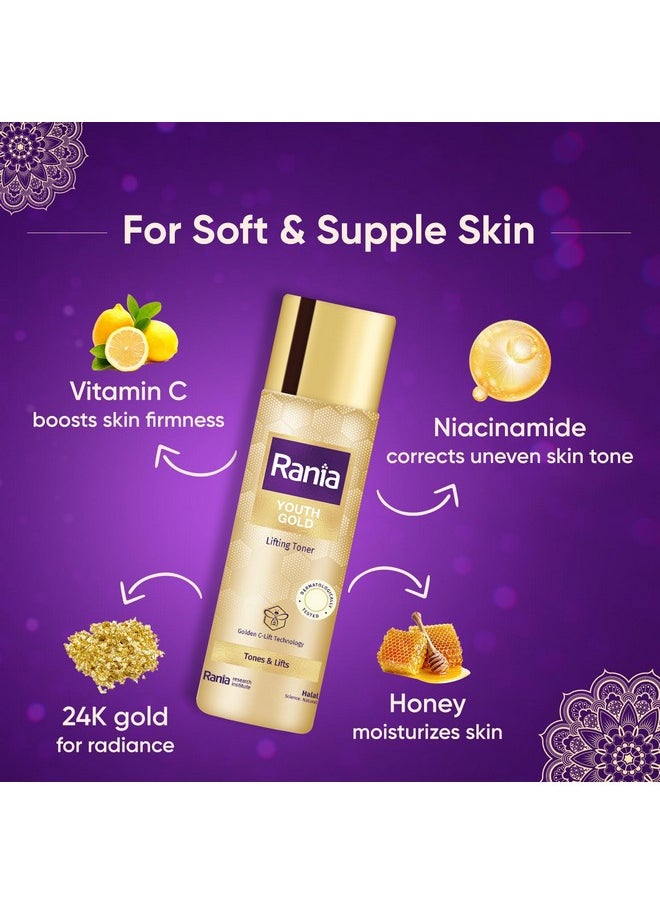 Rania Rose Water| Alcohol Free Toner| Boosts Skin Hydration| Calms & Soothes Skin|Vit C,24K Gold, Licorice Extracts|Niacinamide, Honey, Glutathione|100% Halal| Refines, Lifts & Softs Skin, 100Ml  - Image 4