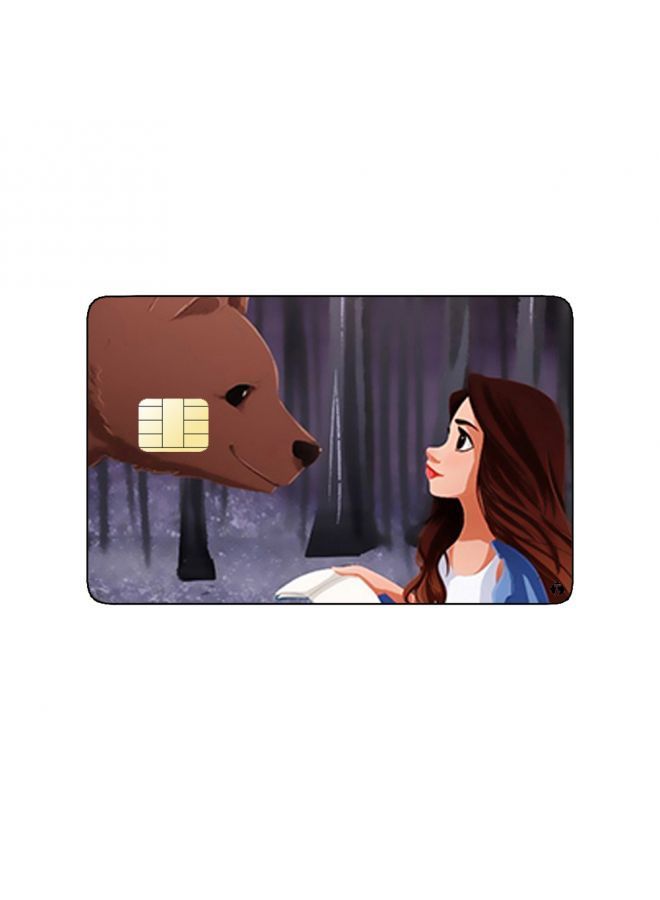 RKN PRINTED BANK CARD STICKER Beautiful Girl Drawing With Bear - Image 1