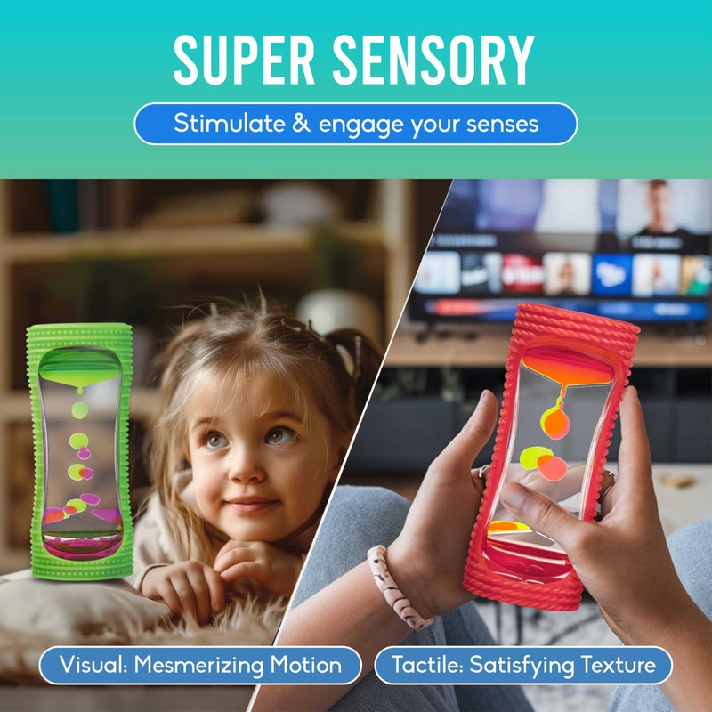 BUNMO Easter Basket Stuffers for Toddler - Liquid Motion Bubbler 4 Pack - Large Sensory Toy - Gentle Fidget - Toddler Easter Basket Stuffers - Stimulating Visual Sensory Timer - Colorful Desk & Travel - Image 3