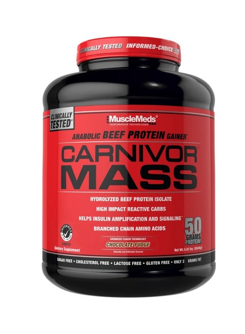 Carnivor Mass Anabolic Beef Protein Gainer Chocolate Fudge Flavor 5.83 Lbs.