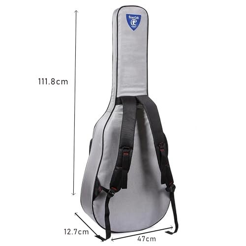 True Cult Nylon 1680-Agb512 Waterproof Padded Guitar Bag | Premium Acoustic Guitar Case with 10mm Thick Cushioning | Shock-Resistant, Durable & Adjustable Carry Straps (Light Grey, Unique) - Image 3