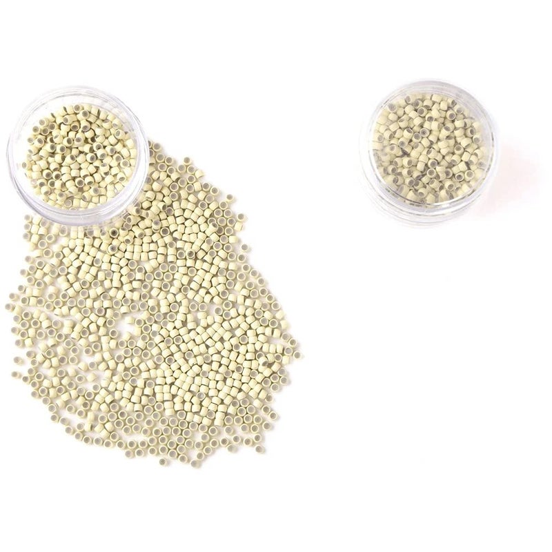 Dybst Silicone Copper Nano Beads Micro Link Tube Rings for Wig Hair Extensions 500Pcs Bleach Blonde